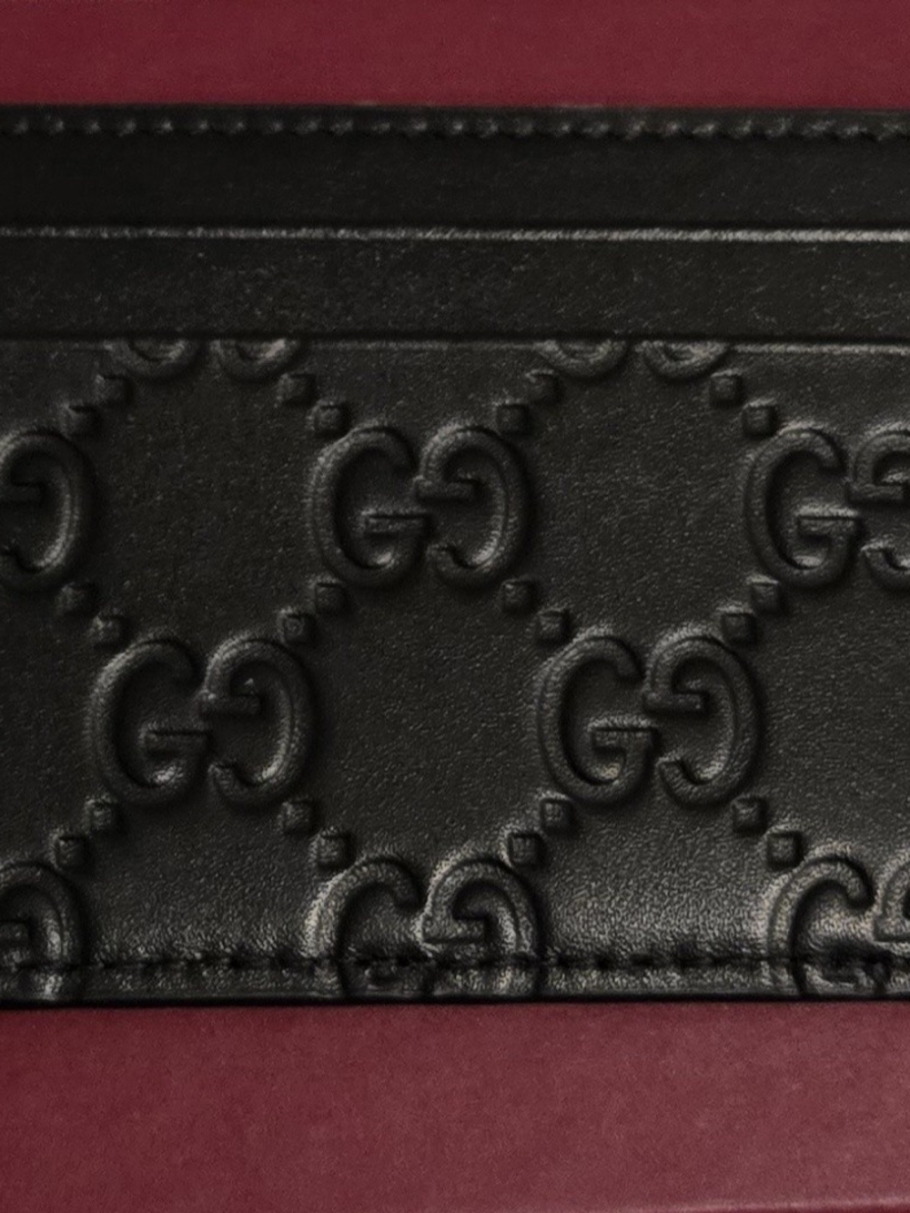 Gucci Black Embossed GG Leather Card Holder - Picture 3 of 5